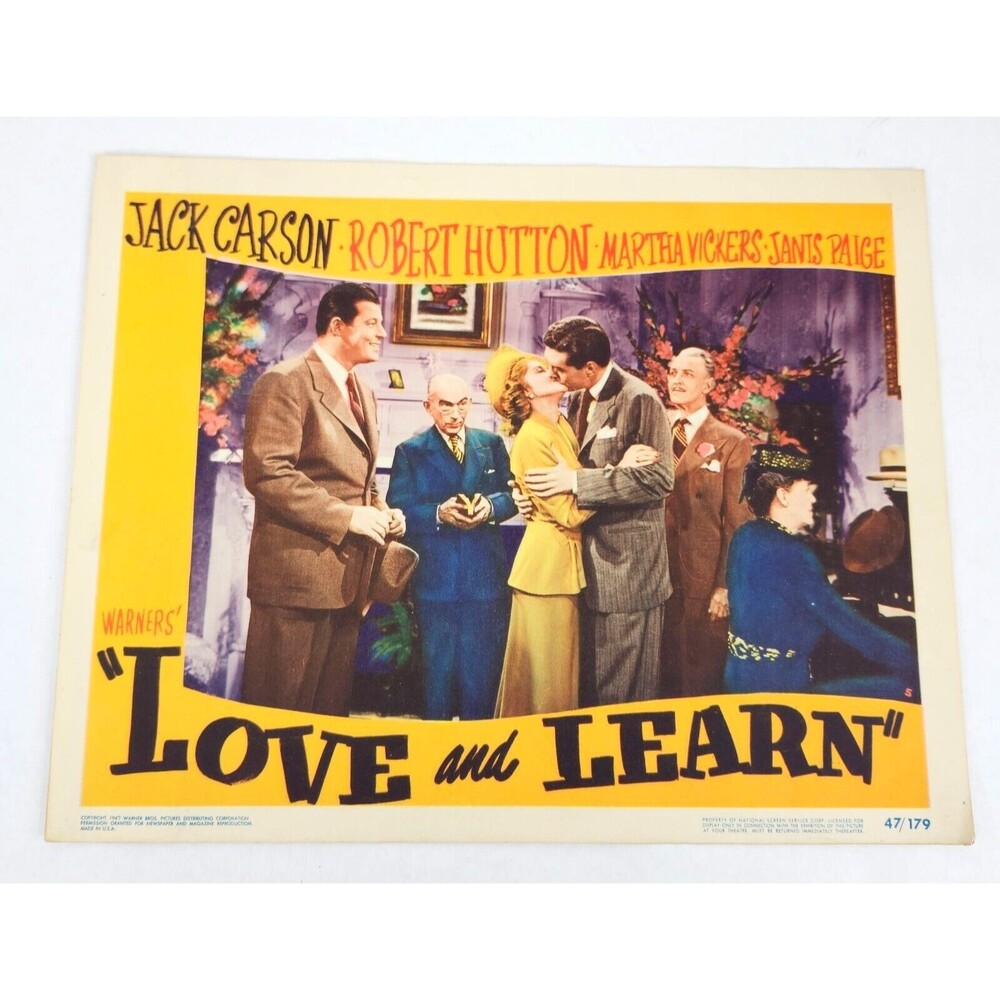 Love and Learn 1947 Lobby‎ Card Movie Robert Hutton Jack Carson Janis Paige